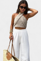 Lena | Top Cruzado Sin Espalda con Nudo y Estilo Halter