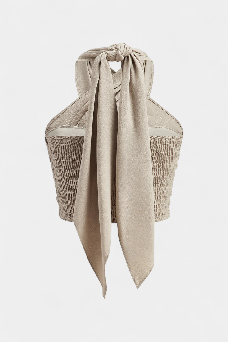 Lena | Top Cruzado Sin Espalda con Nudo y Estilo Halter