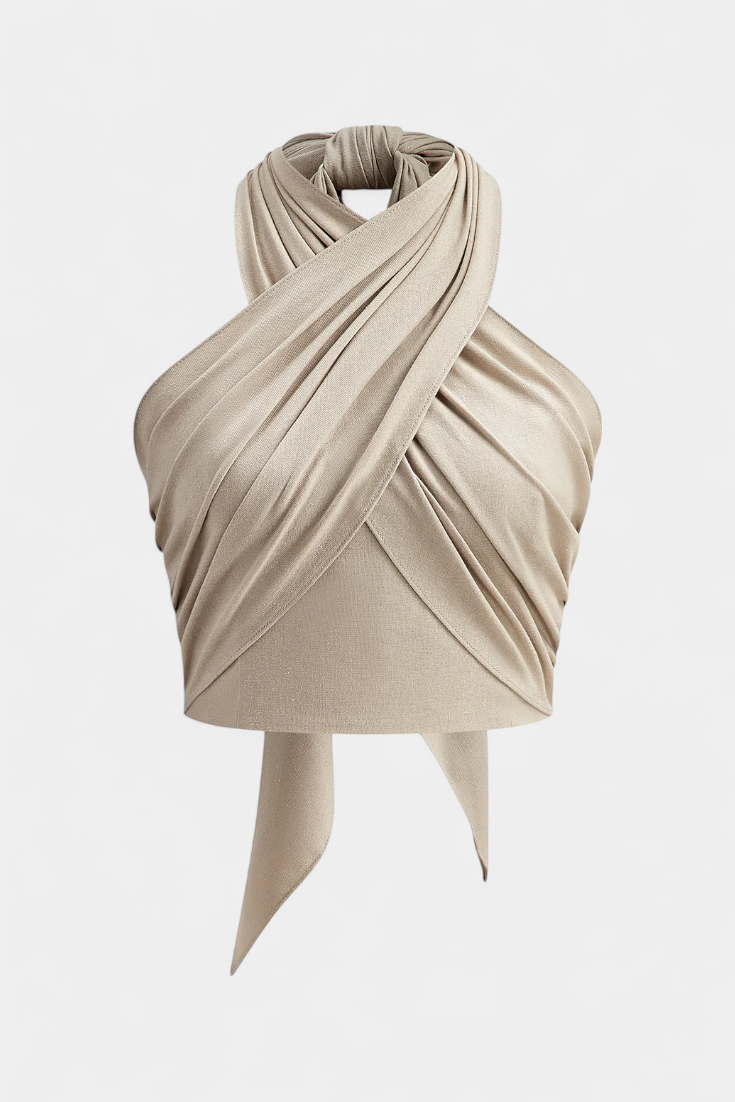 Lena | Top Cruzado Sin Espalda con Nudo y Estilo Halter